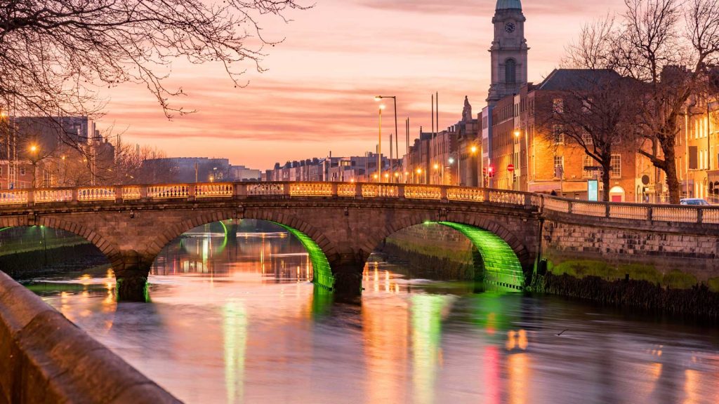 Dublin, Ireland at dusk