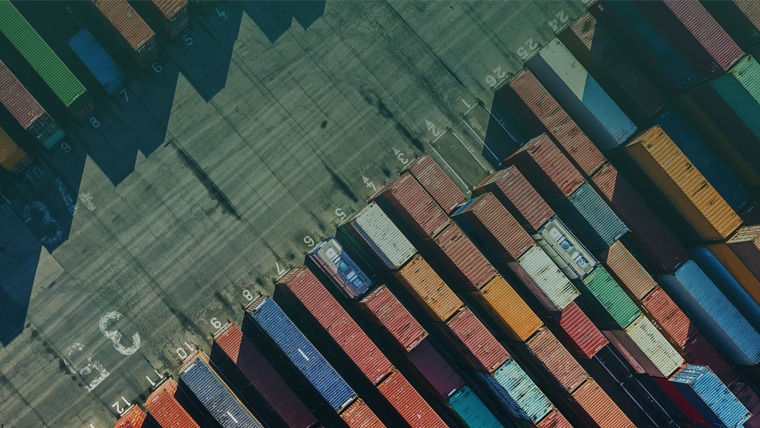 Bird's eye view of shipping crates
