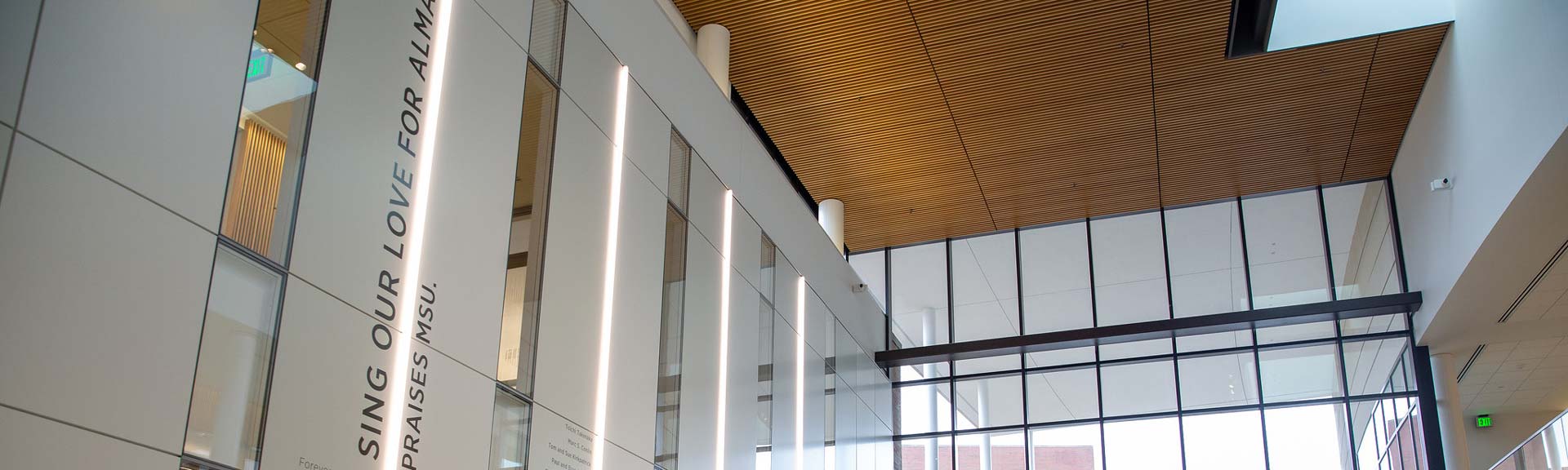 Ceiling inside the entrance of the Edward J. Minskoff Pavilion at the MSU Broad College of Business