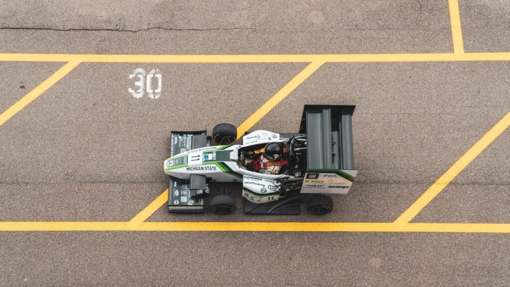 Overhead image of MSU Formula Racing Team car.