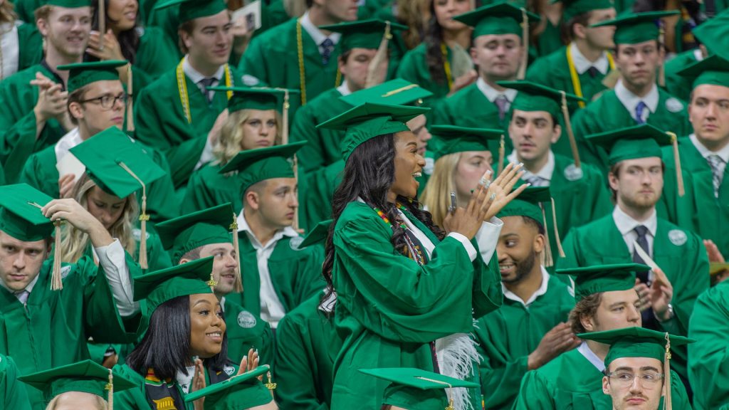 Broad College students at the Breslin Center for commencement.