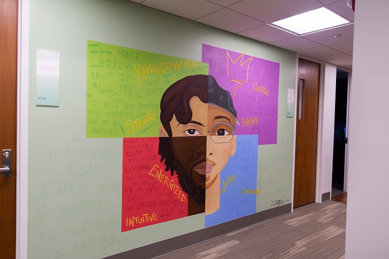 Mural in the Multicultural Business Programs Level Up Academic Space