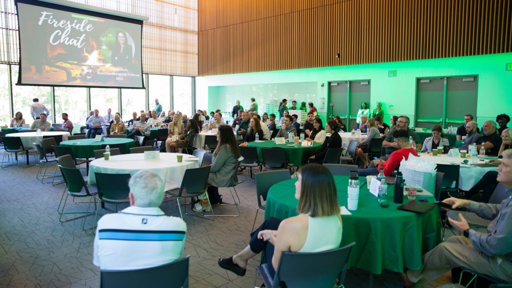 Attendees fill a room in the Minskoff Pavilion for the MSMR Spartan Insights Summit.