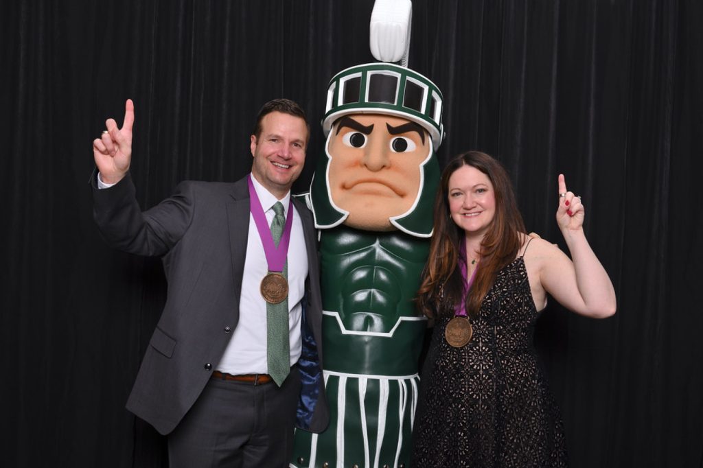 Matthew and Sarah Cantwell with Sparty