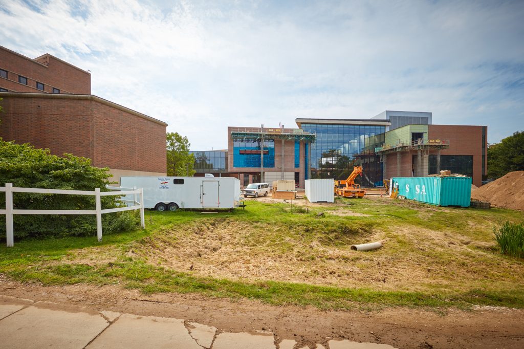 Construction of the back of the Minskoff Pavilion