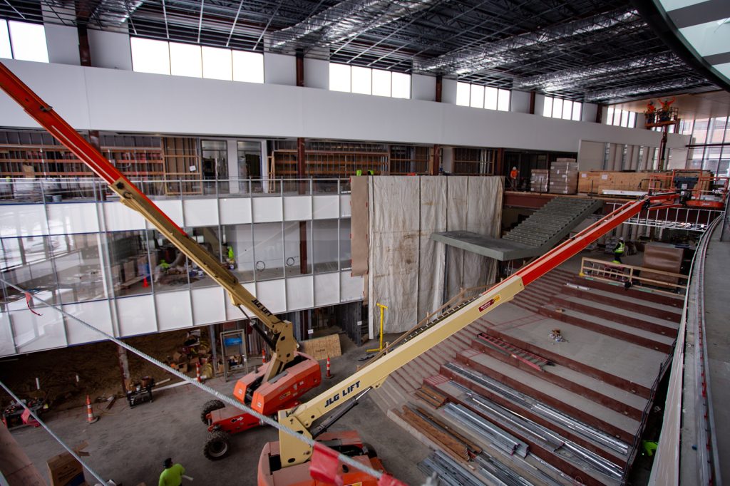 Interior shot of the Minskoff Pavilion while under construction