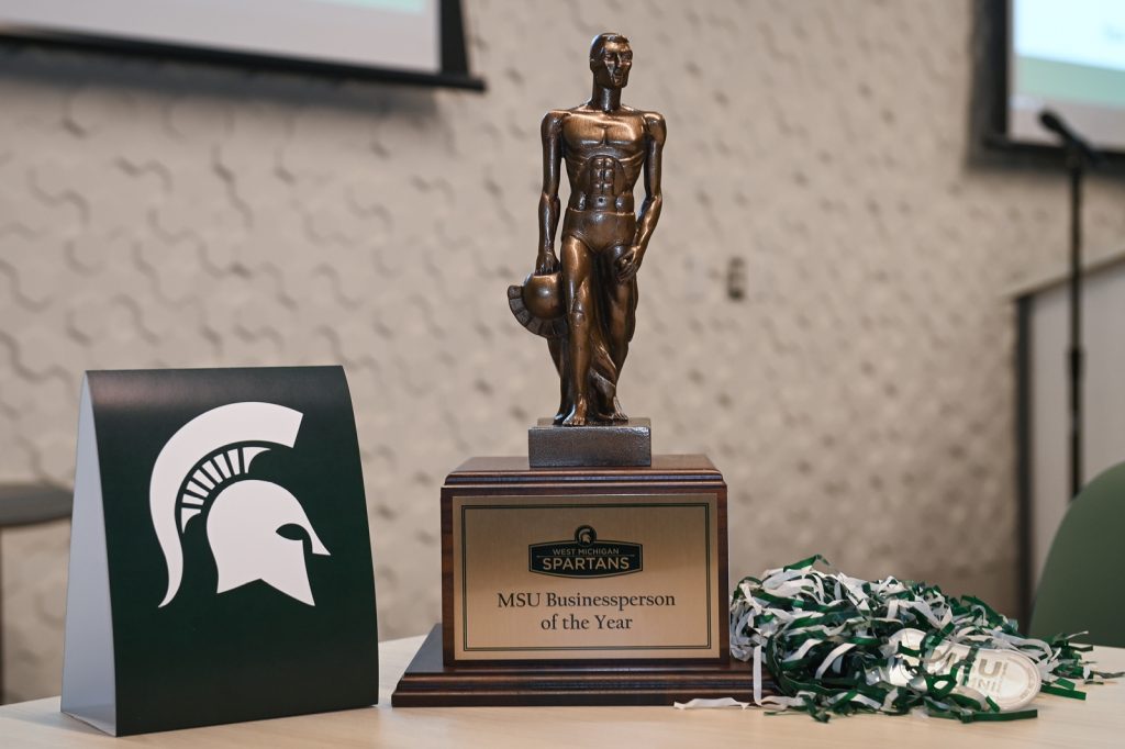 Spartan trophy with Spartan table sign