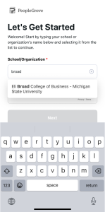 Sign up screen for Broad Connect