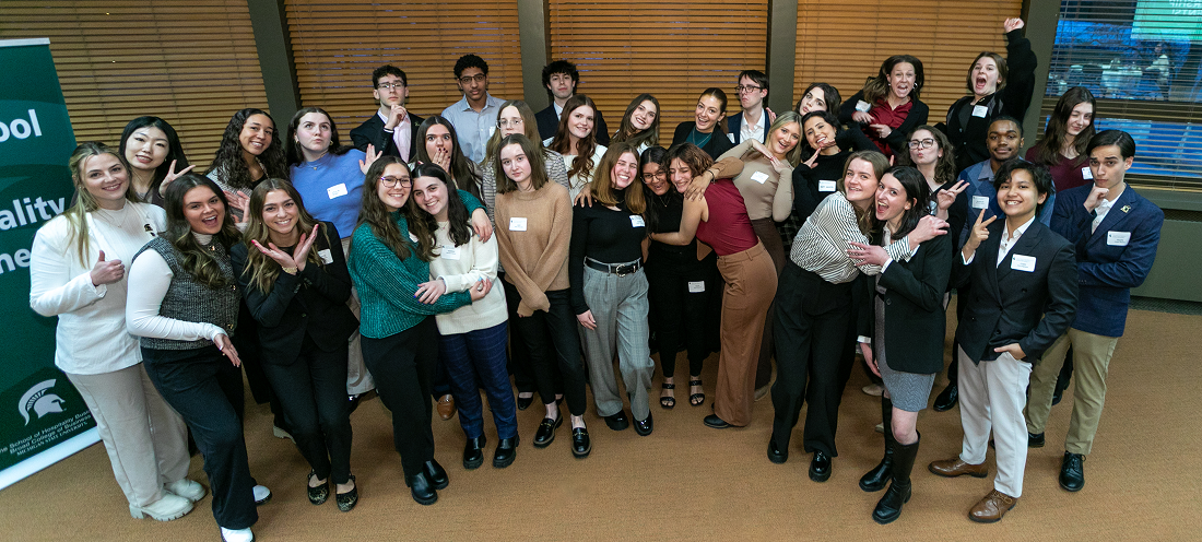 Group of students that received scholarships from The School of Hospitality Business.