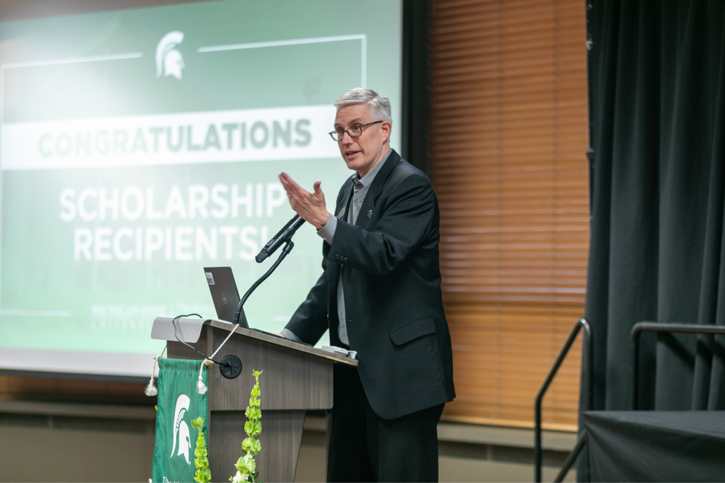 Person speaking at lecturn