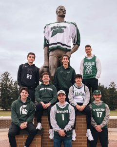 Spartans with Sparty statue