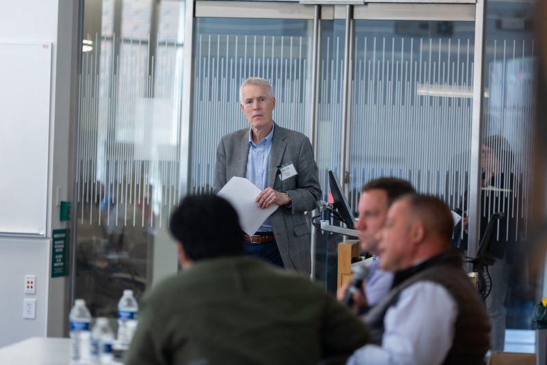 A photo of Steven Finn, Vice President of Sustainability & Public Affairs atLeanpath, presenting at the Symposium.