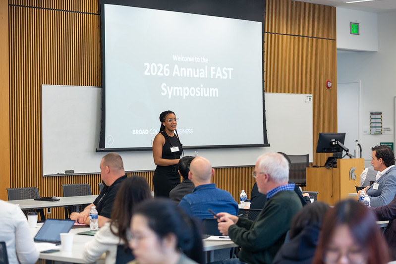 Presenter at Fast Lab addressing attendees