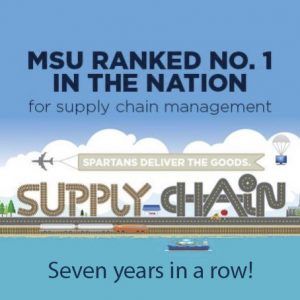 MSU ranked no. 1 in the nation for supply chain management Spartans deliver the goods. Supply chain Seven years in a row!