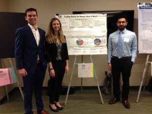 Macklin Carron, Claire Wojan, and Jamil Rehemtulla won best poster in the Business category