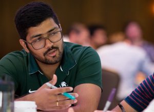 Full-Time MBA students collaborate during the Fall 2018 Extreme Green competition. Photo by Zach Hall