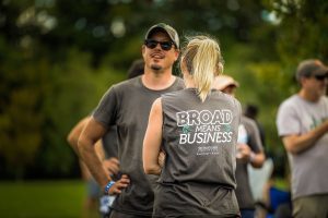 The "Broad Means Business" team takes a break at the Capital City Dragon Boat Race on Sept. 16