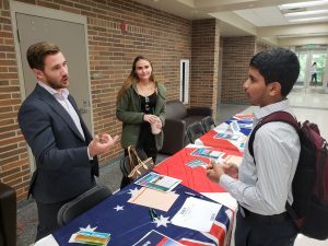 Students and program representatives chat during the 2018 Broad Study Abroad Fair on Sept. 27. Photo by Omar Sofradzija