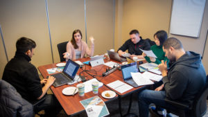 First-year MBA students work together on the Broad vs. Broad business case.