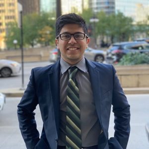 Professional picture of business admitted sophomore Vedaant Garg outside in a city