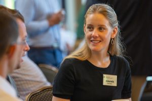 Broad alumna Amanda Barnhardt pictured at an Executive MBA event.